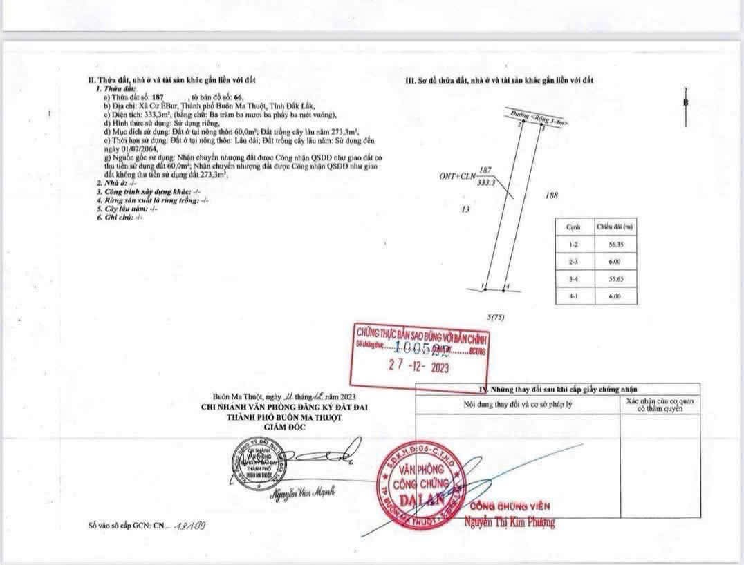 Bán Đất Nền 330m² Thôn 8 Xã Cư Êbur BMT – Thổ Cư Sẵn Giá 1 Tỷ 199 Triệu