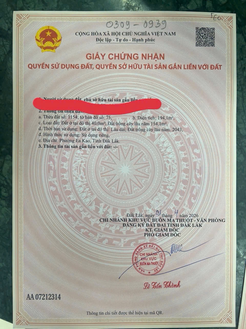 Bán Đất Nền 200m² Sau Chợ Ea Kao Buôn Ma Thuột – Giá 1 Tỷ 299 Triệu