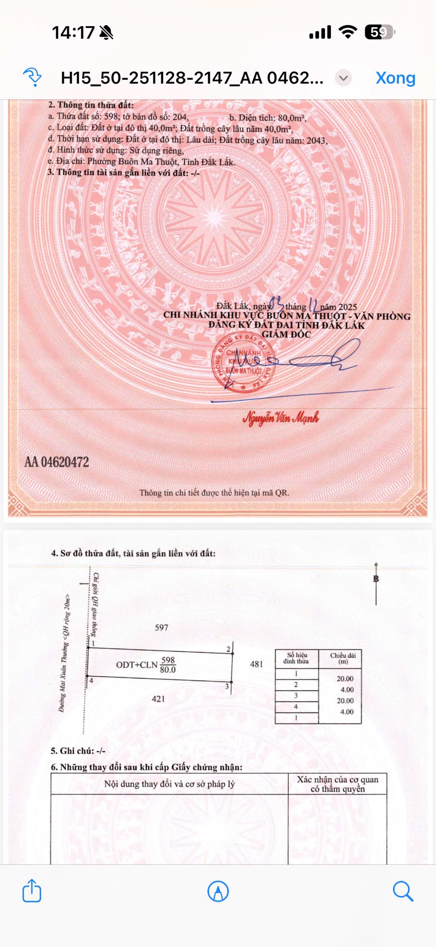 Bán Đất Nền 80m² Mặt Tiền Mai Xuân Thưởng Buôn Ma Thuột – Giá 3 Tỷ 990 Triệu