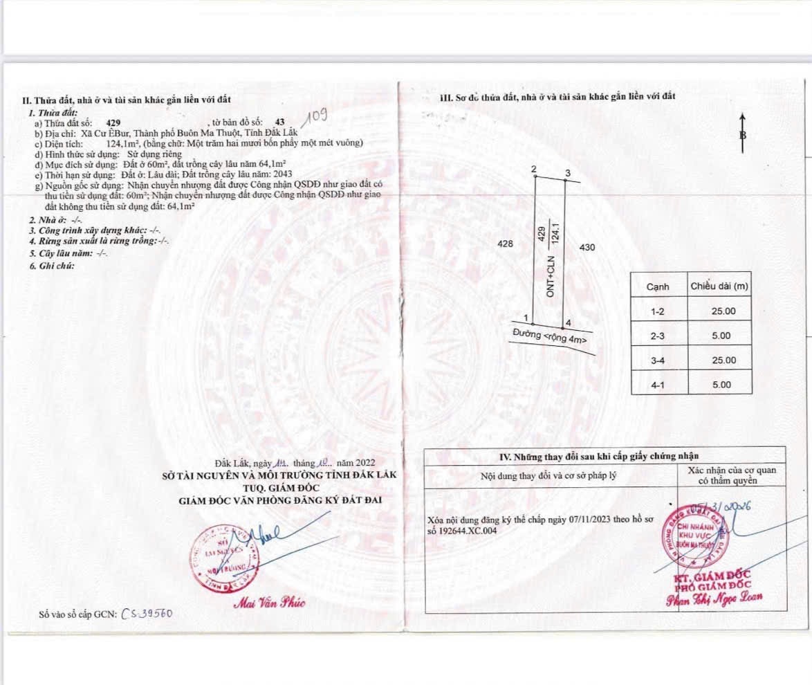 Bán Đất Nền 125m² Thôn 3 Buôn Ma Thuột – Giá 1 Tỷ 390 Triệu