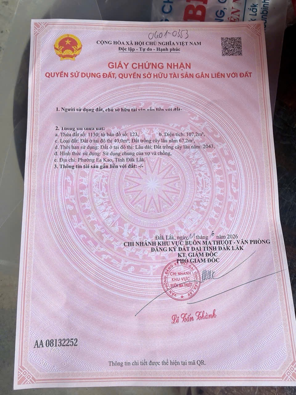 Bán nhà mặt tiền Nguyễn Trường Tộ Ea Tam Buôn Ma Thuột 105m2
