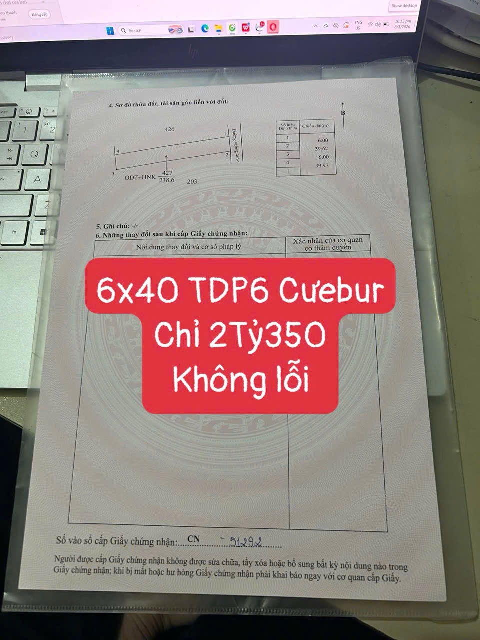 Bán đất nền 240m² tại Cư Êbur, Buôn Ma Thuột giá 2,35 tỷ
