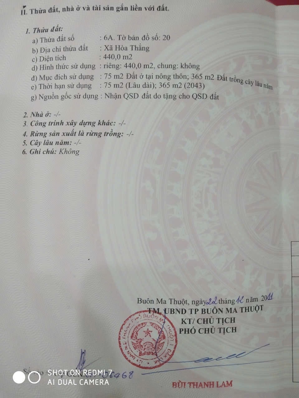 Bán đất hẻm 75 Nguyễn Lương Bằng Buôn Ma Thuột diện tích 450m2 4,35 tỷ
