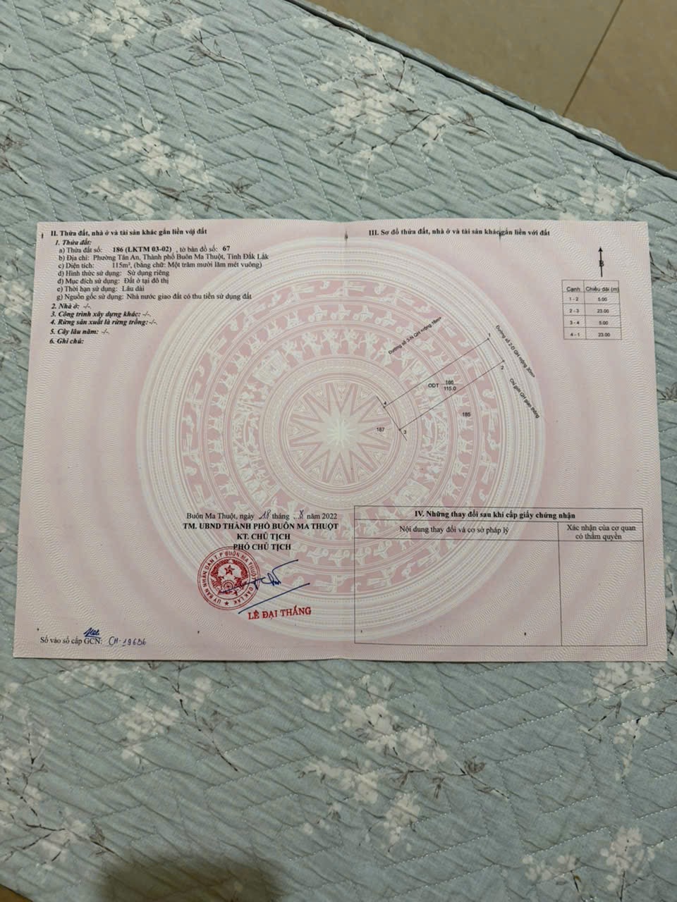 Bán đất mặt tiền Lý Nhân Tông Buôn Ma Thuột 115m2 giá 7,8 tỷ
