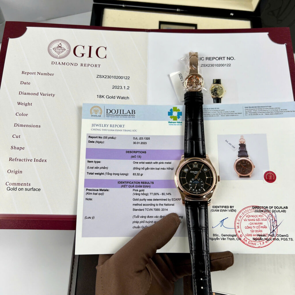 Đồng hồ Patek Philippe 5205R bọc vàng hồng thật Rep 11 40mm