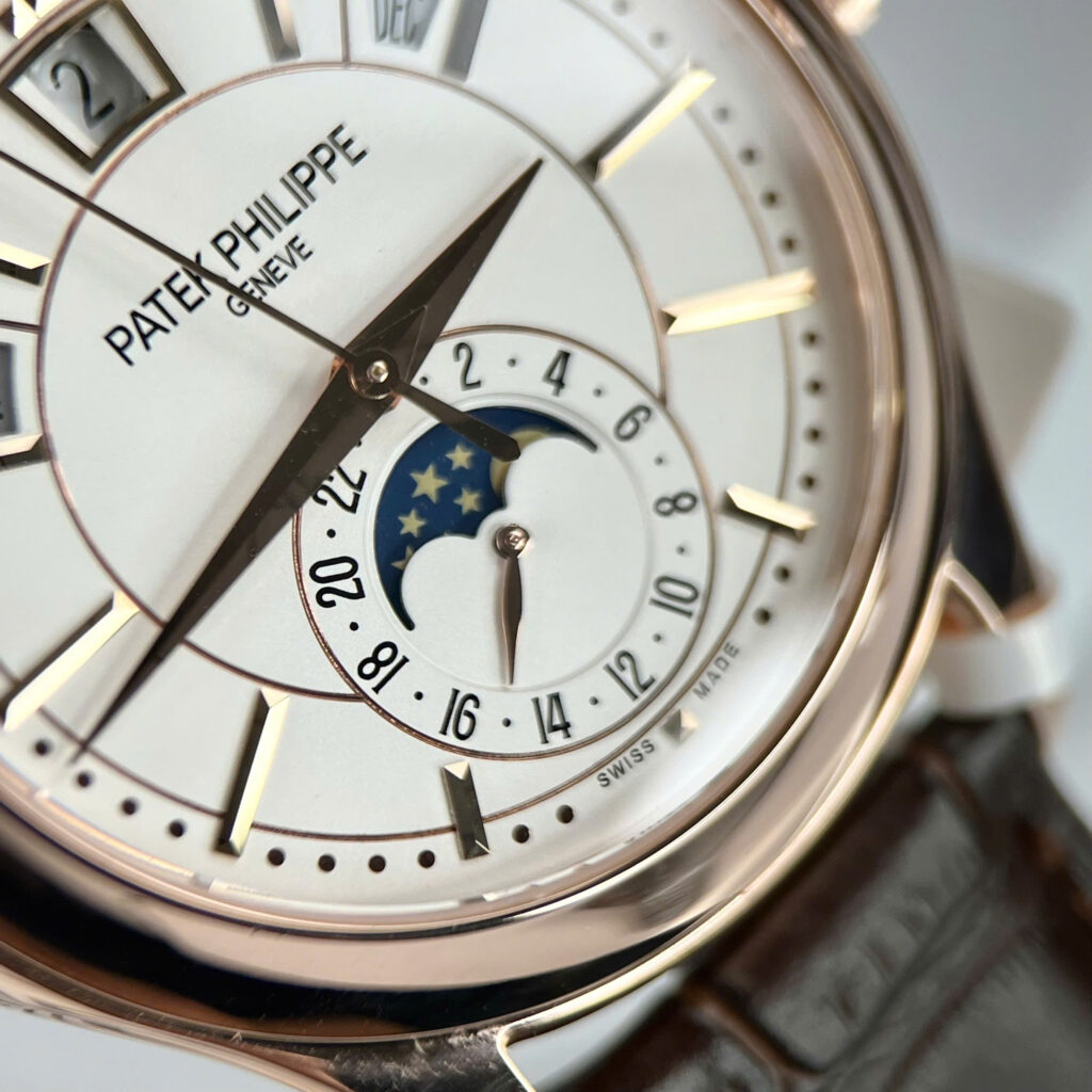 Đồng hồ Patek Philippe 5205R bọc vàng hồng thật nam dây da nâu Rep 11 40mm