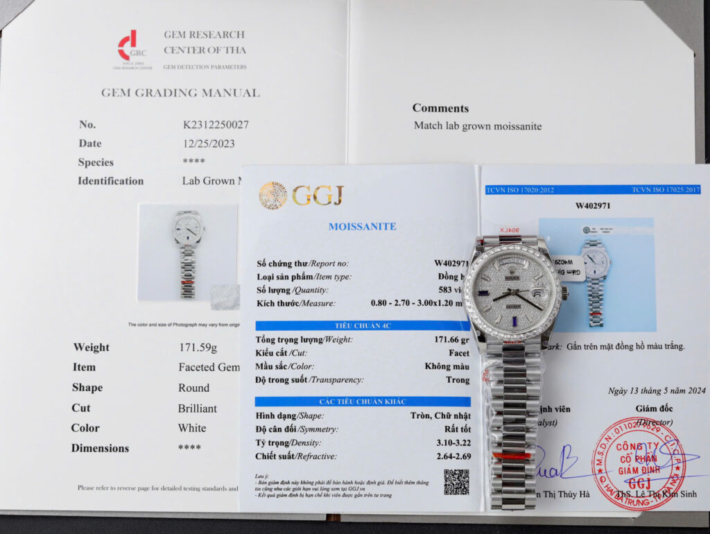 Đồng hồ Rolex Day-Date Rep 11 tinh chỉnh trọng lượng + độ kim cương moissanite GMF 40mm (2)