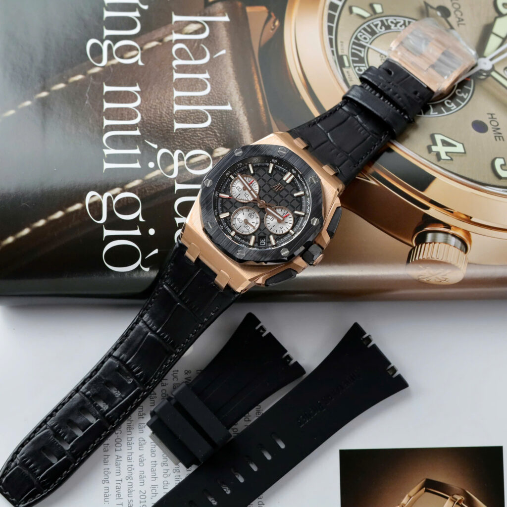 Đồng hồ Audemars Piguet Royal Rep 11 Oak Offshore Chronograph 26420 mặt đen dây cao su APP 43mm (3)