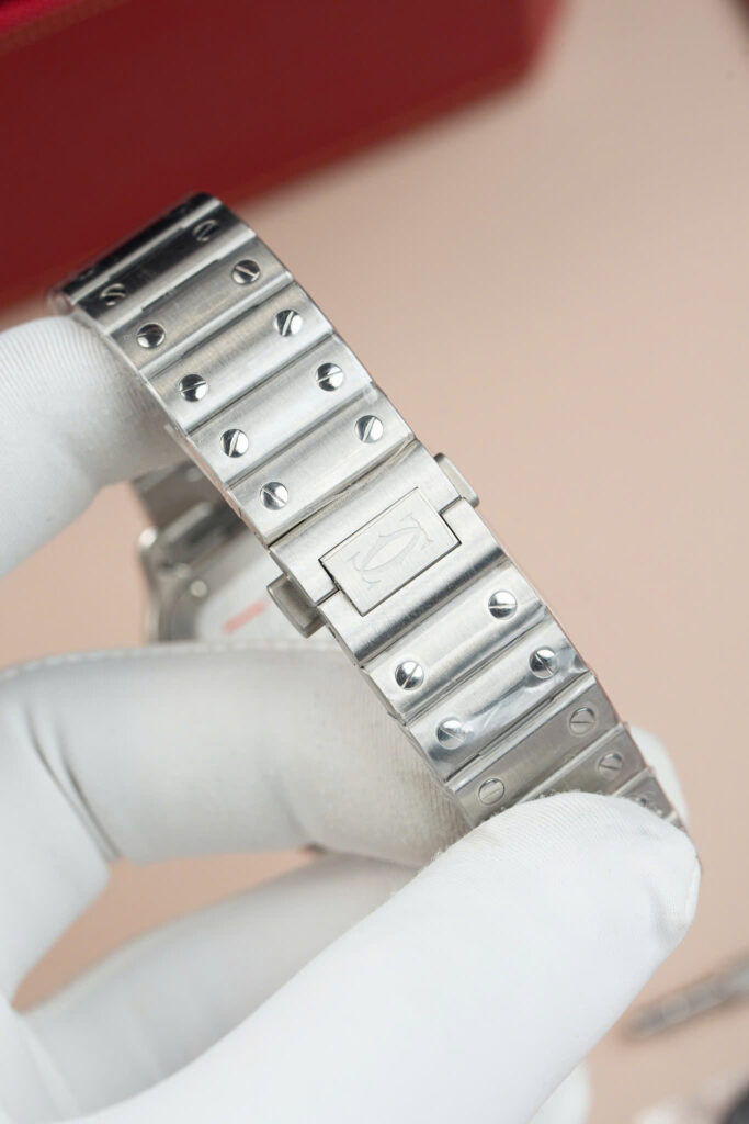 Đồng hồ Cartier Santos Rep 11 nữ mặt xanh blue nhà máy BV 35mm (2)