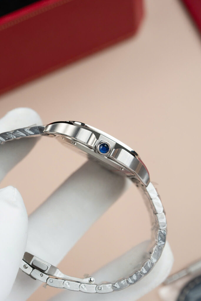 Đồng hồ Cartier Santos Rep 11 nữ mặt xanh blue nhà máy BV 35mm (2)