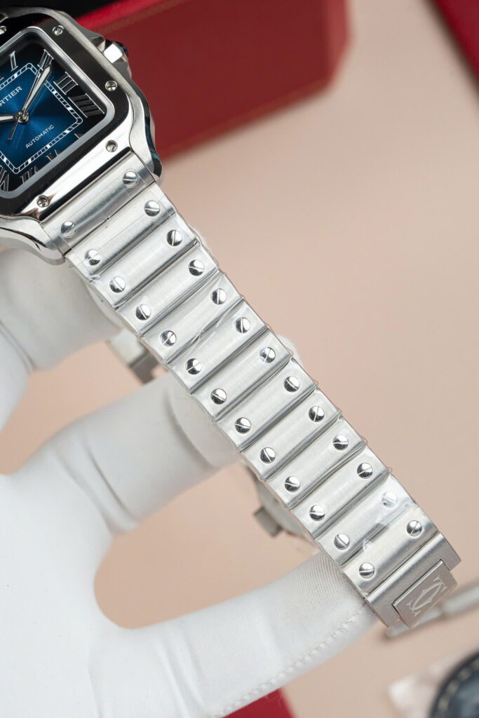 Đồng hồ Cartier Santos Rep 11 nữ mặt xanh blue nhà máy BV 35mm (2)