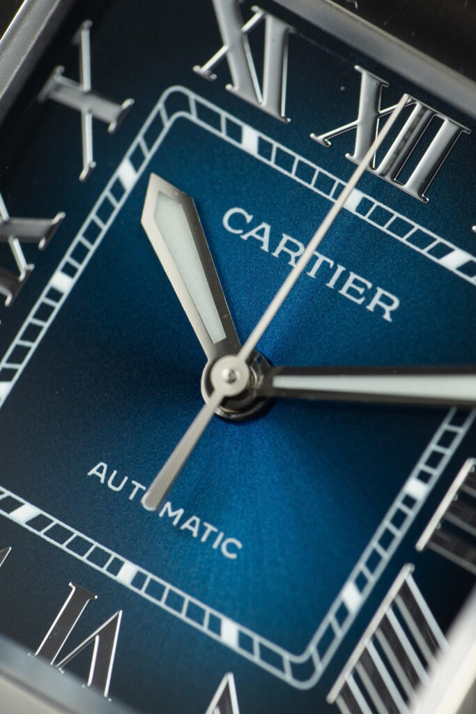 Đồng hồ Cartier Santos Rep 11 nữ mặt xanh blue nhà máy BV 35mm (2)