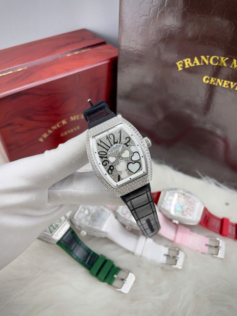 Đồng hồ Franck Muller V32 nữ đính full đá mặt trái tim fake cao cấp 36mm