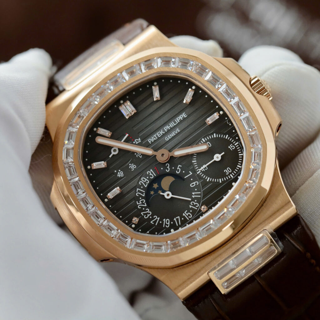 Đồng hồ Patek Philippe Nautilus 5724 Chế Tác mạ vàng hồng mặt xám xưởng PPF 40mm (2)