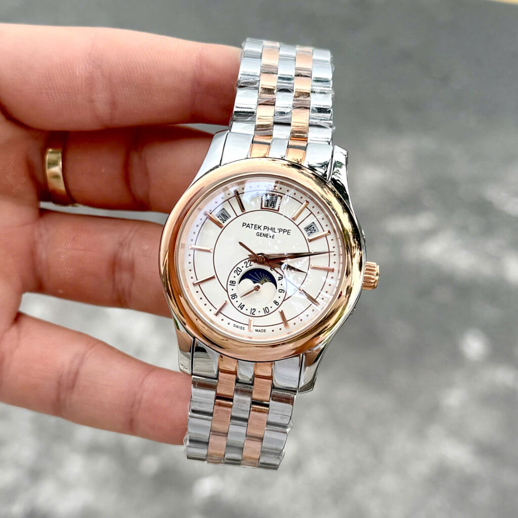 Đồng hồ Patek philipe 5205R Demi KingGold máy cơ nhật rẻ fake cao cấp 40mm