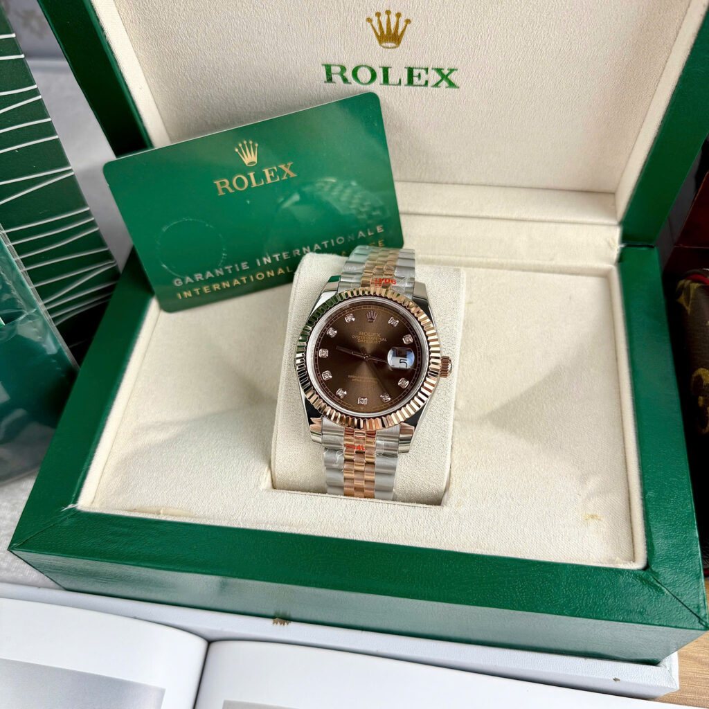 Đồng hồ Rolex Date Just nam ZF mặt số chocolate máy Miyota Nhật fake 1:1 41mm
