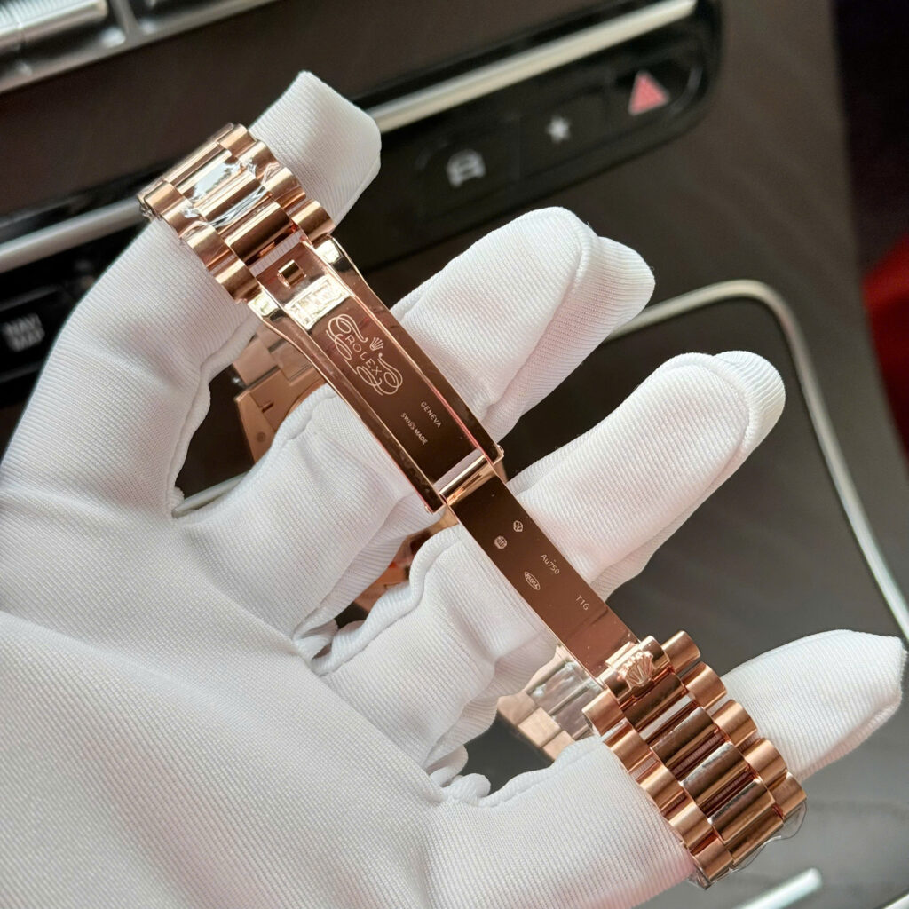 Đồng hồ Rolex Day-Date Chế Tác mặt xanh lục lam bọc vàng thật xưởng QF 40mm (2)