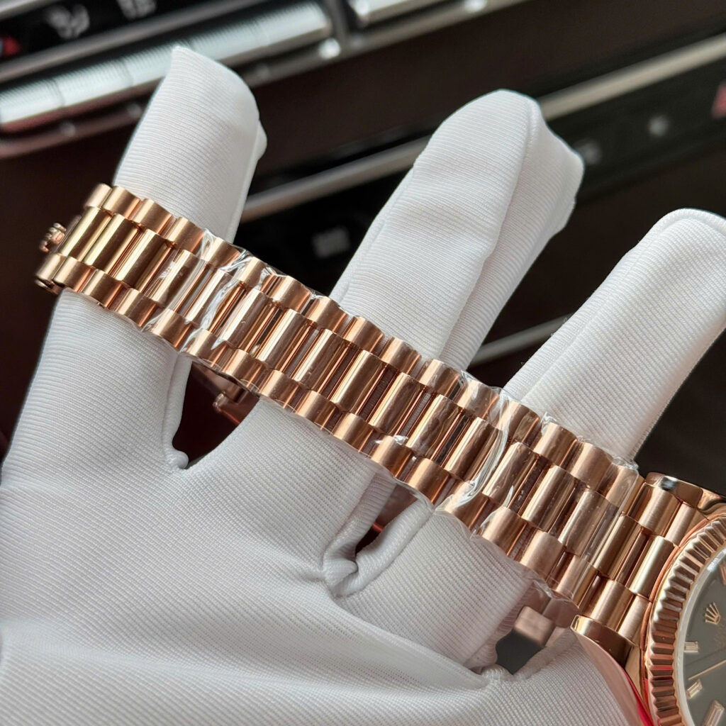 Đồng hồ Rolex Day-Date Chế Tác mặt xanh lục lam bọc vàng thật xưởng QF 40mm (2)