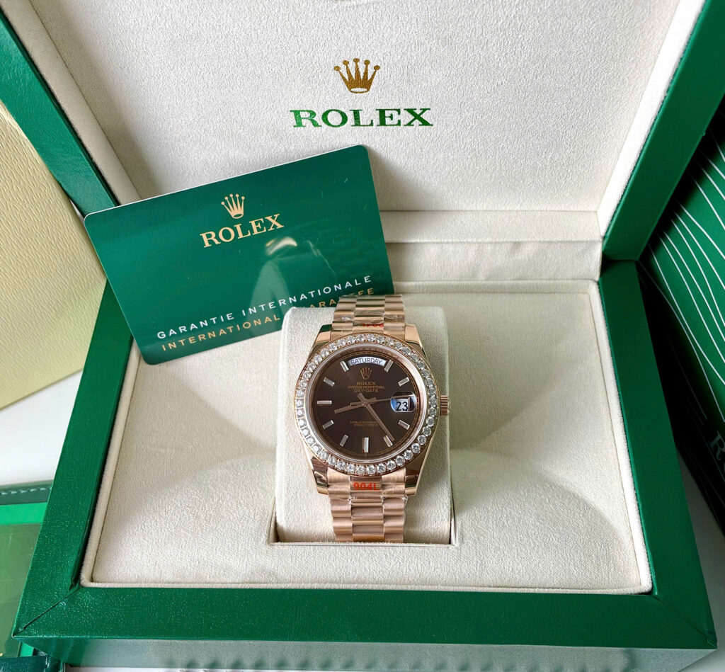 Đồng hồ Rolex Day Date mặt chocolate zf máy Miyota nhật fake 11 40mm