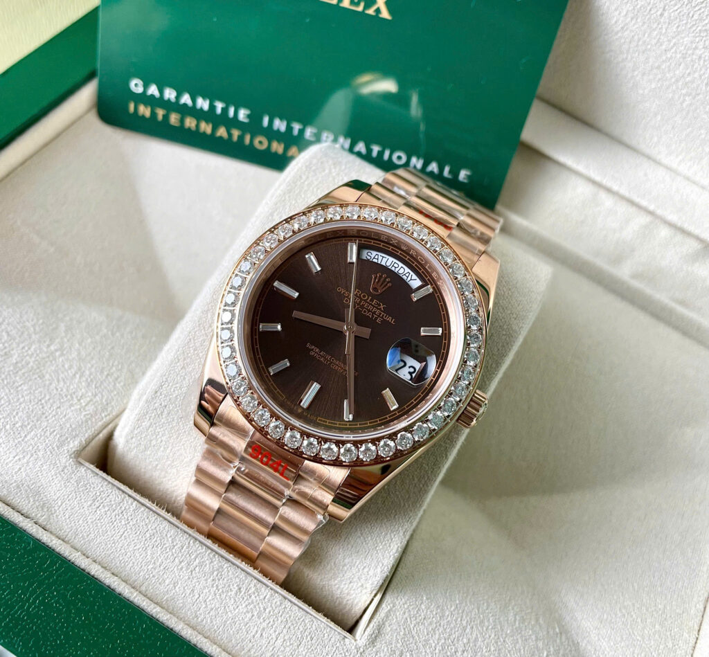 Đồng hồ Rolex Day Date mặt chocolate zf máy Miyota nhật fake 11 40mm