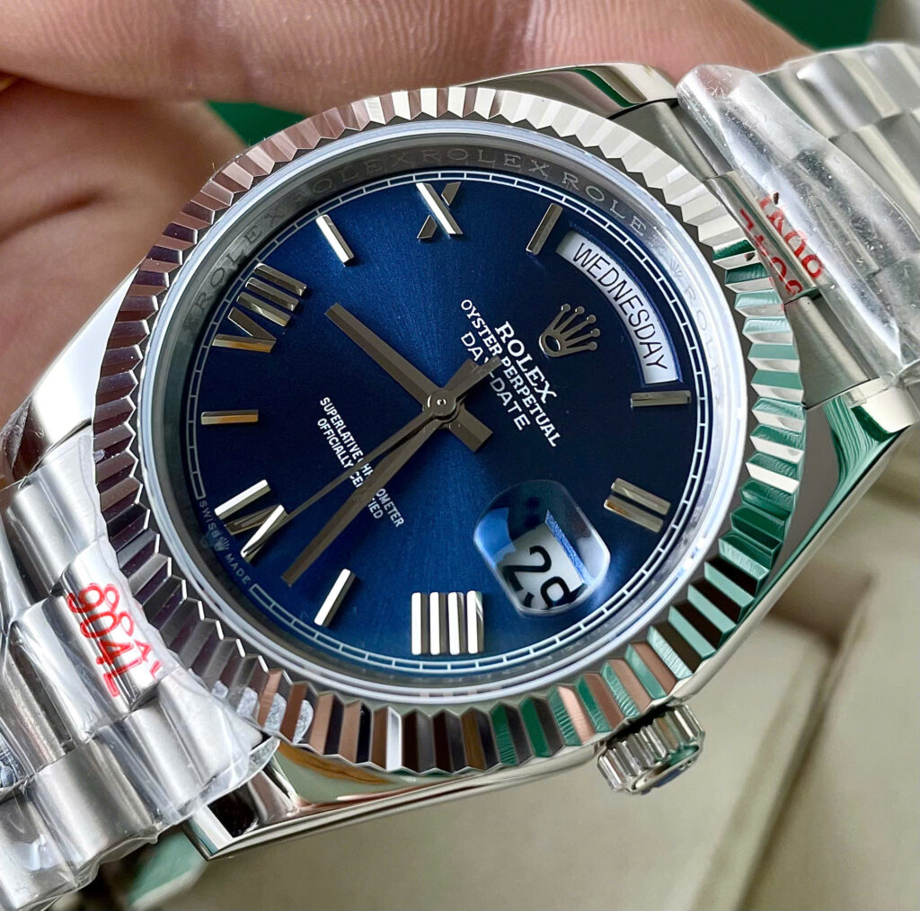 Đồng hồ Rolex Day Date zf mặt xanh blue máy Miyota nhật fake 11 40mm
