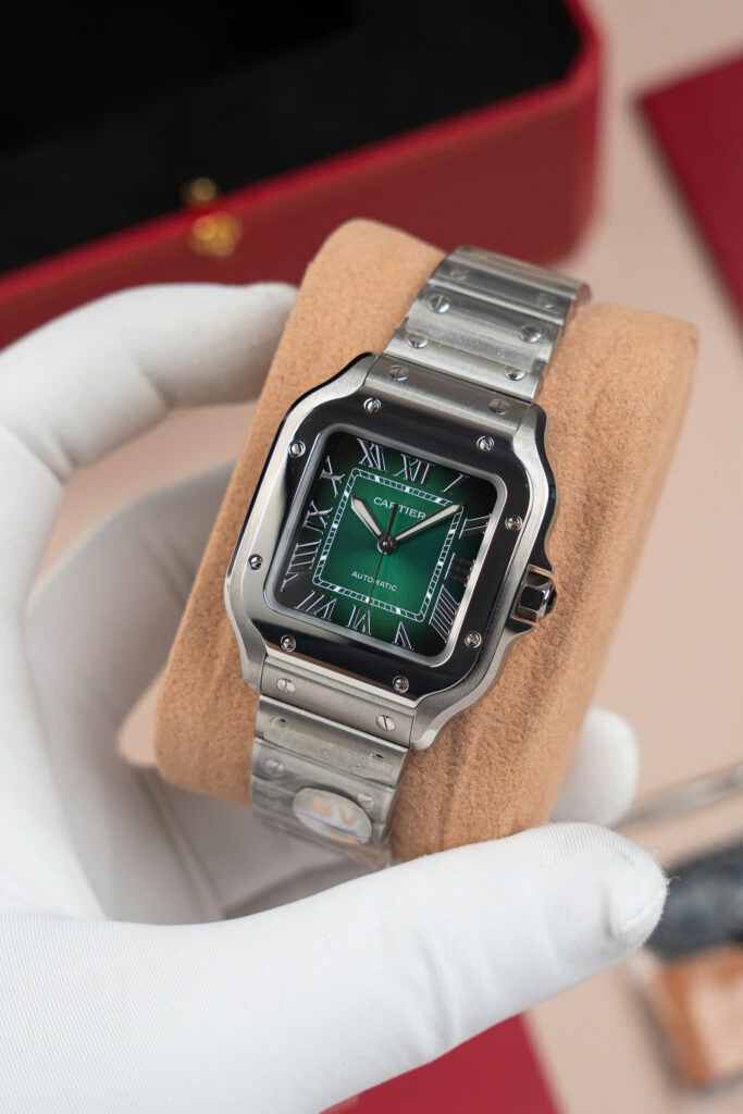 Đồng hồ nữ Cartier Santos Replica 11 mặt xanh lá cây nhà máy BV 35mm (2)