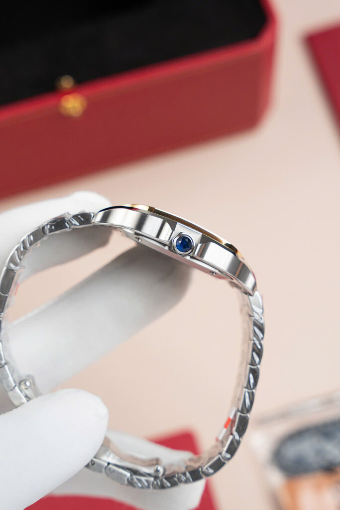 Đồng hồ nữ Cartier Santos WSSA0007 Chế Tác demi vàng mặt trắng BVF 35mm (2)