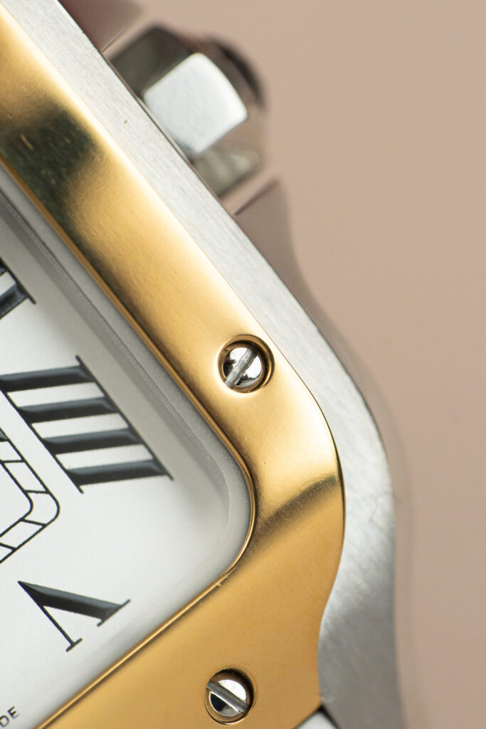 Đồng hồ nữ Cartier Santos WSSA0007 Chế Tác demi vàng mặt trắng BVF 35mm (2)