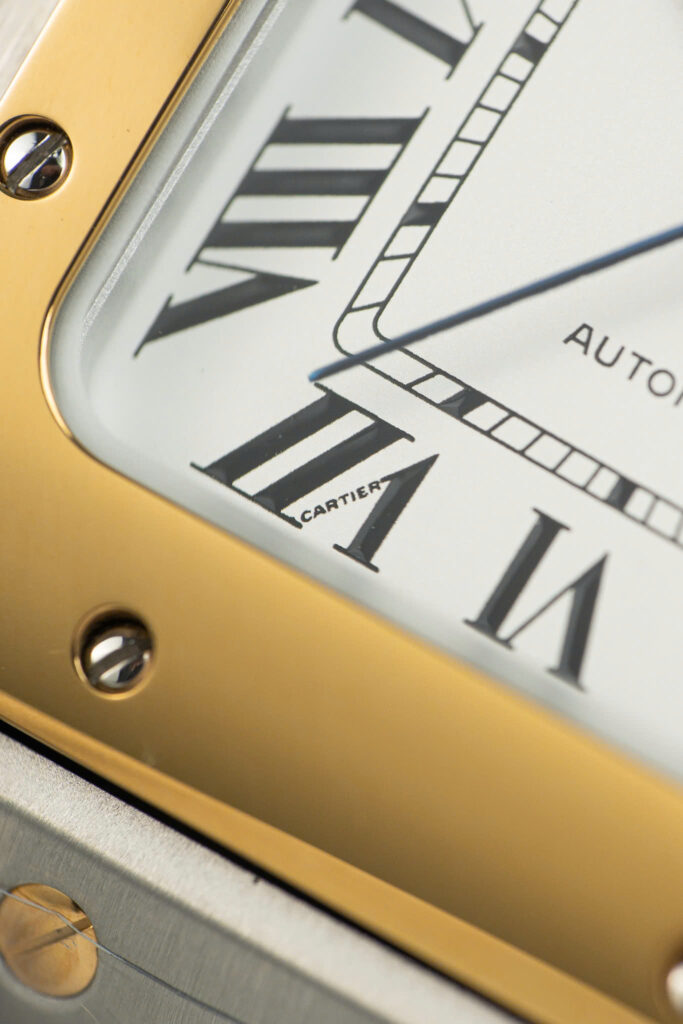 Đồng hồ nữ Cartier Santos WSSA0007 Chế Tác demi vàng mặt trắng BVF 35mm (2)