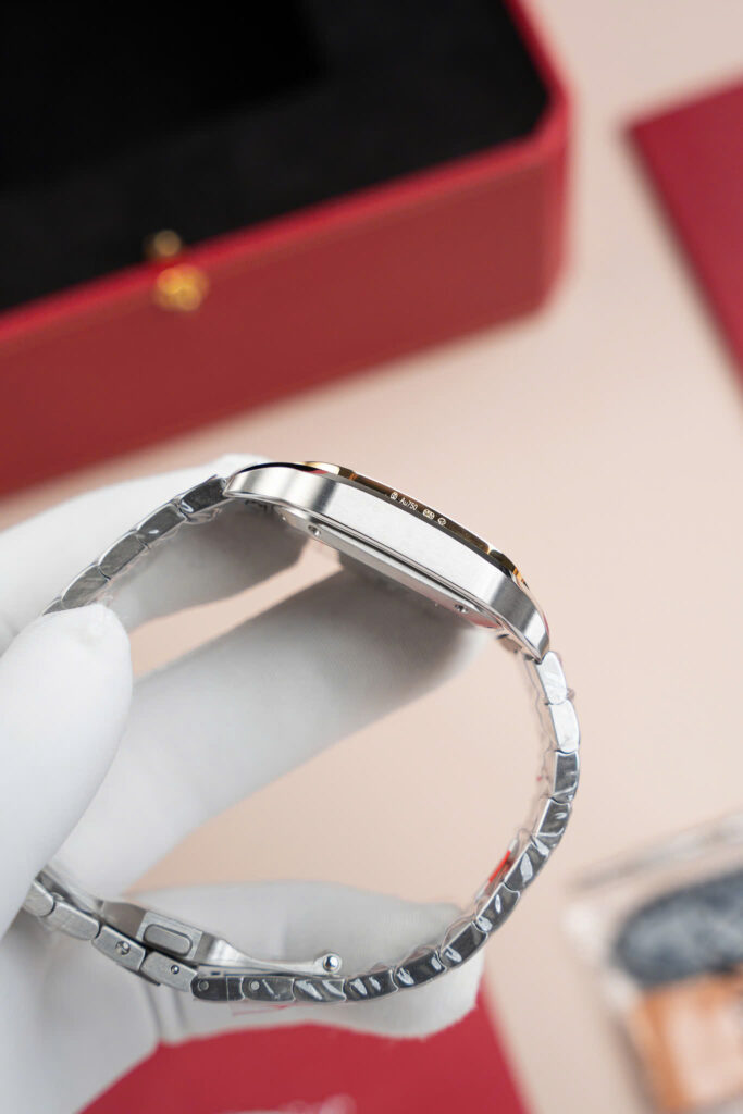 Đồng hồ nữ Cartier Santos WSSA0007 Chế Tác demi vàng mặt trắng BVF 35mm (2)