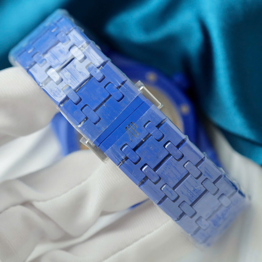 Đồng hồ Audemars Piguet Royal Oak 15500 Replica 11 vỏ gốm xanh mặt trắng xưởng APS 41mm (2)