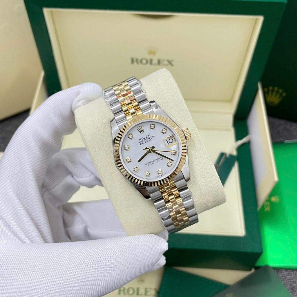 Đồng hồ Rolex DateJust mặt MOP Rep 11 bọc vàng thật nhà máy GM 31mm (2)