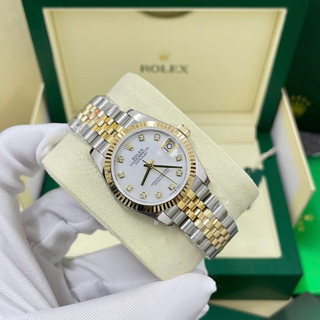 Đồng hồ Rolex DateJust mặt MOP Rep 11 bọc vàng thật nhà máy GM 31mm (2)
