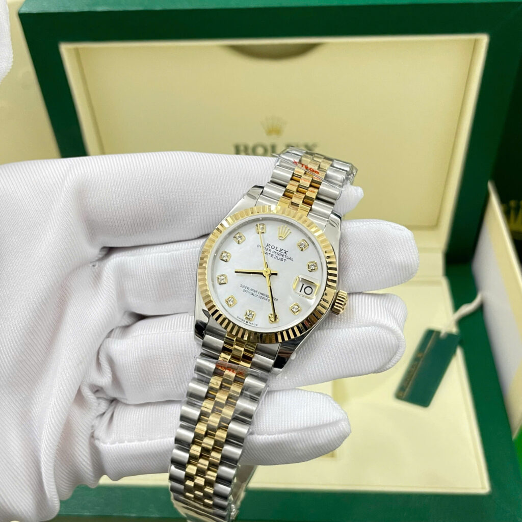 Đồng hồ Rolex DateJust mặt MOP Rep 11 bọc vàng thật nhà máy GM 31mm (2)