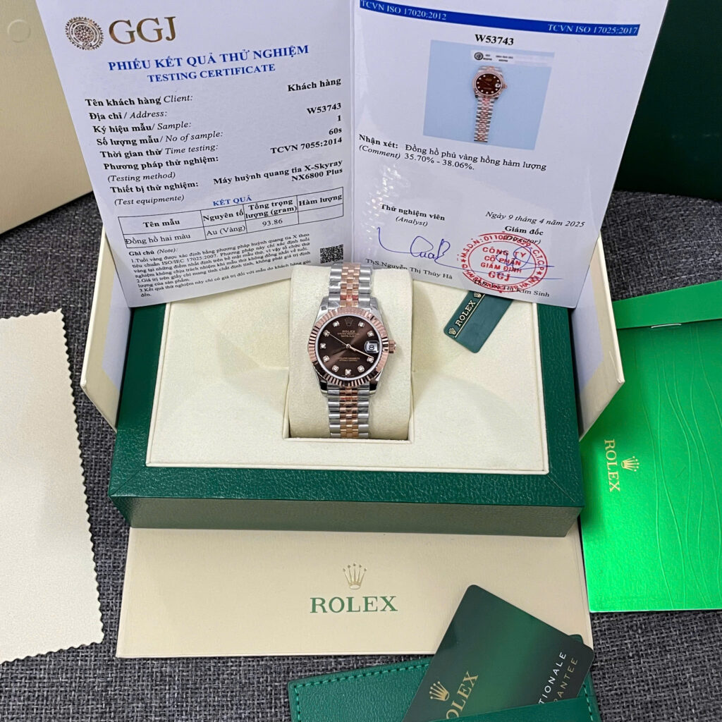 Đồng hồ Rolex DateJust mặt chocolate Chế Tác bọc vàng hồng nhà máy GM 31mm (2)