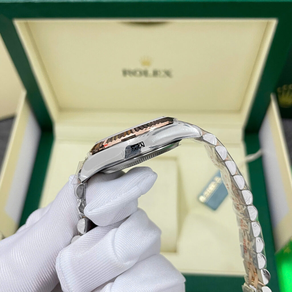 Đồng hồ Rolex DateJust mặt chocolate Chế Tác bọc vàng hồng nhà máy GM 31mm (2)