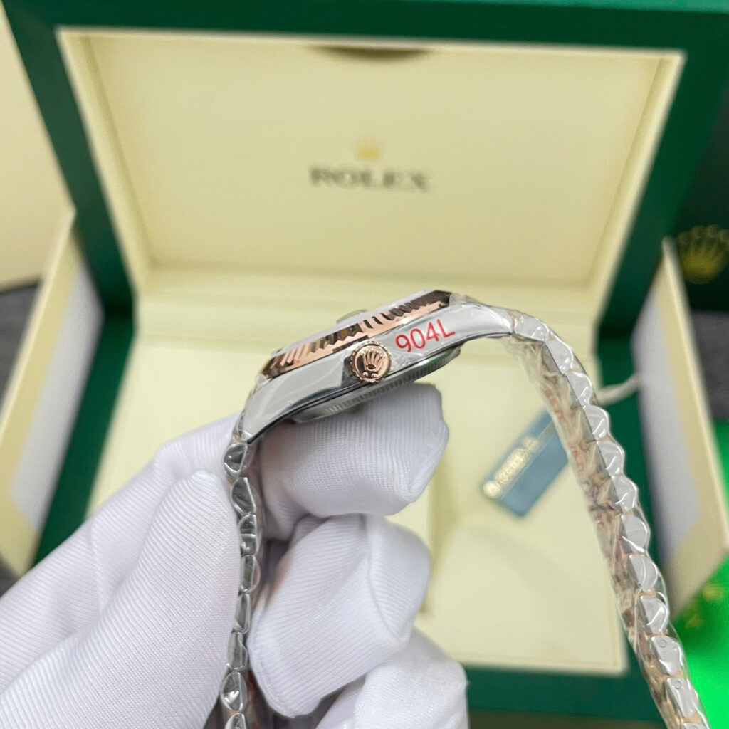 Đồng hồ Rolex DateJust mặt chocolate Chế Tác bọc vàng hồng nhà máy GM 31mm (2)