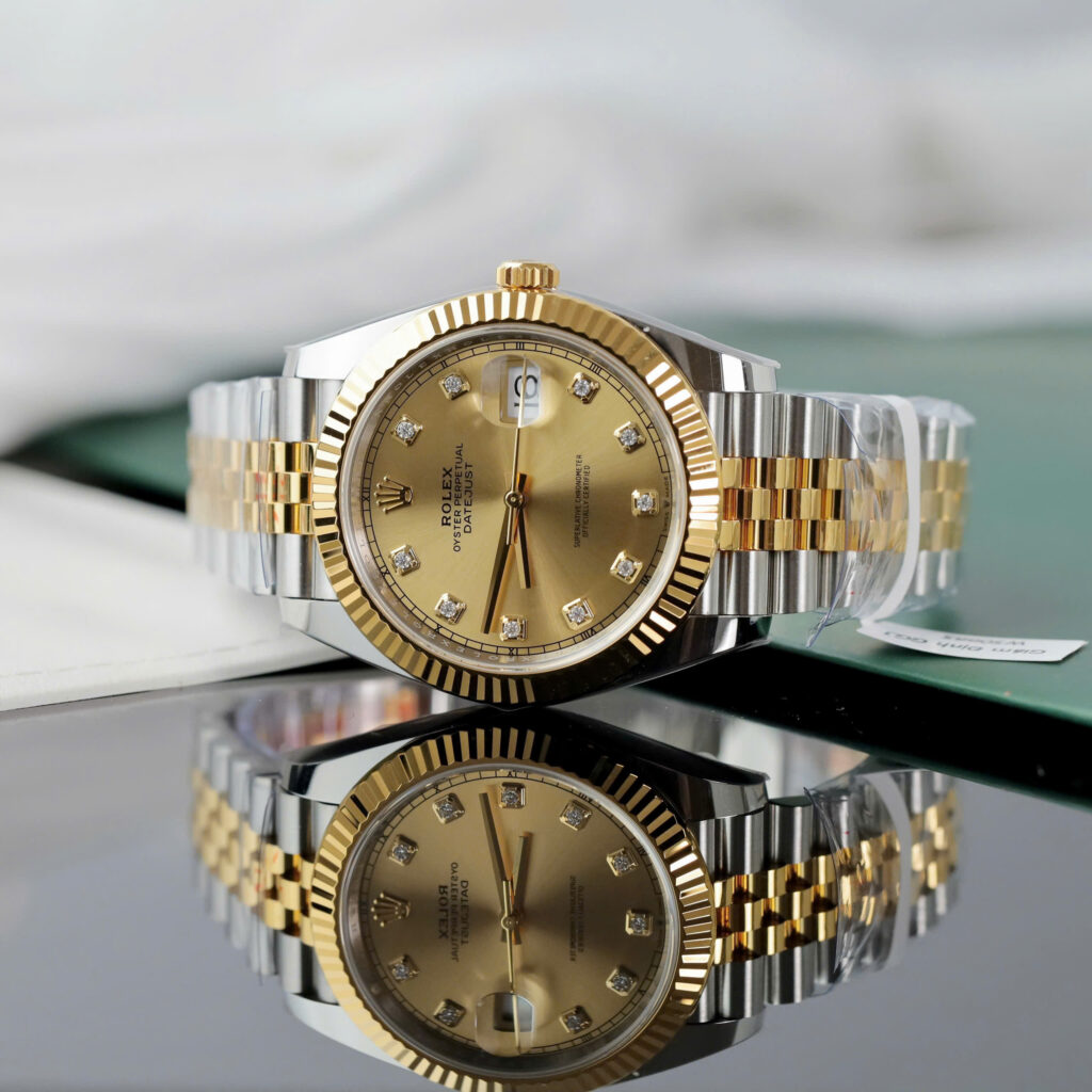 Đồng Hồ Rolex DateJust Nam Mặt Vàng Champagne Chế Tác Bọc Vàng Xưởng GM 41mm (2)
