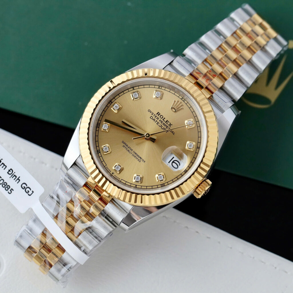 Đồng Hồ Rolex DateJust Nam Mặt Vàng Champagne Chế Tác Bọc Vàng Xưởng GM 41mm (2)