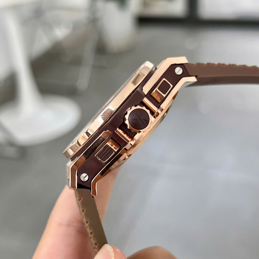 Đồng hồ Hublot Big Bang Chronograph Rep 11 màu nâu dây cao su 42mm (2)