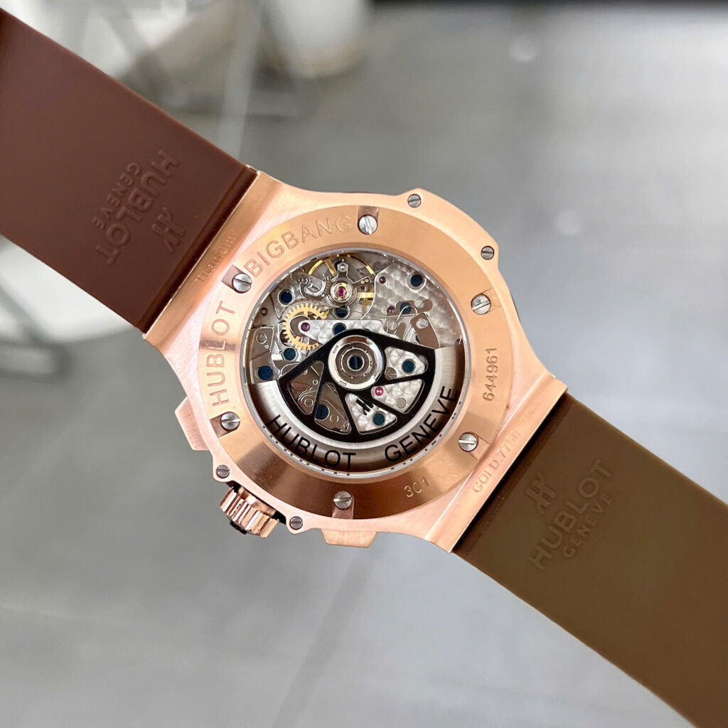 Đồng hồ Hublot Big Bang Chronograph Rep 11 màu nâu dây cao su 42mm (2)