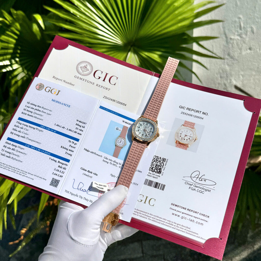 Đồng hồ Patek Philippe Aquanaut 5072R tuỳ chỉnh bọc vàng thật + đính kim cương moissanite baguette 35 (2)