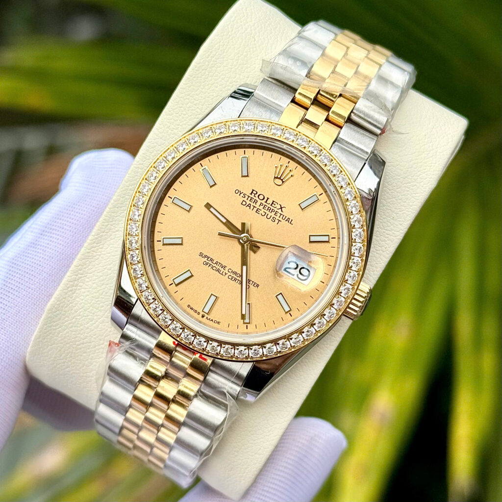 Đồng hồ Rolex Datejust ZF nam demi đính đá máy cơ Nhật fake cao cấp 41mm