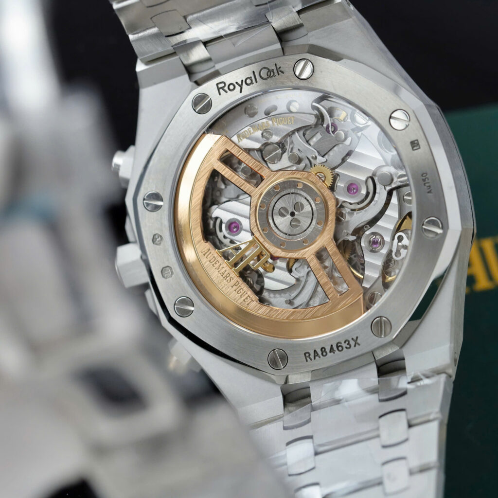 Đồng hồ Audemars Piguet Rep 11 Royal Oak Chronograph Frosted Gold 26240 mặt đen dây kim loại xưởng APS 41mm (2)