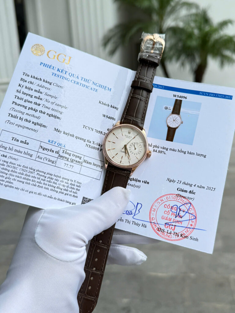 Đồng Hồ Rolex Cellini 50515 Mặt Trắng Chế Tác Bọc Vàng Thật 39mm (2)