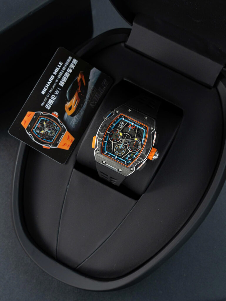 Đồng hồ Richard Mille RM65-01 Replica 11 vỏ carbon dây cao su đen 44.5×49 (2)