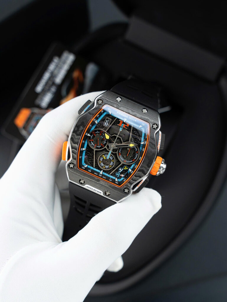 Đồng hồ Richard Mille RM65-01 Replica 11 vỏ carbon dây cao su đen 44.5×49 (2)
