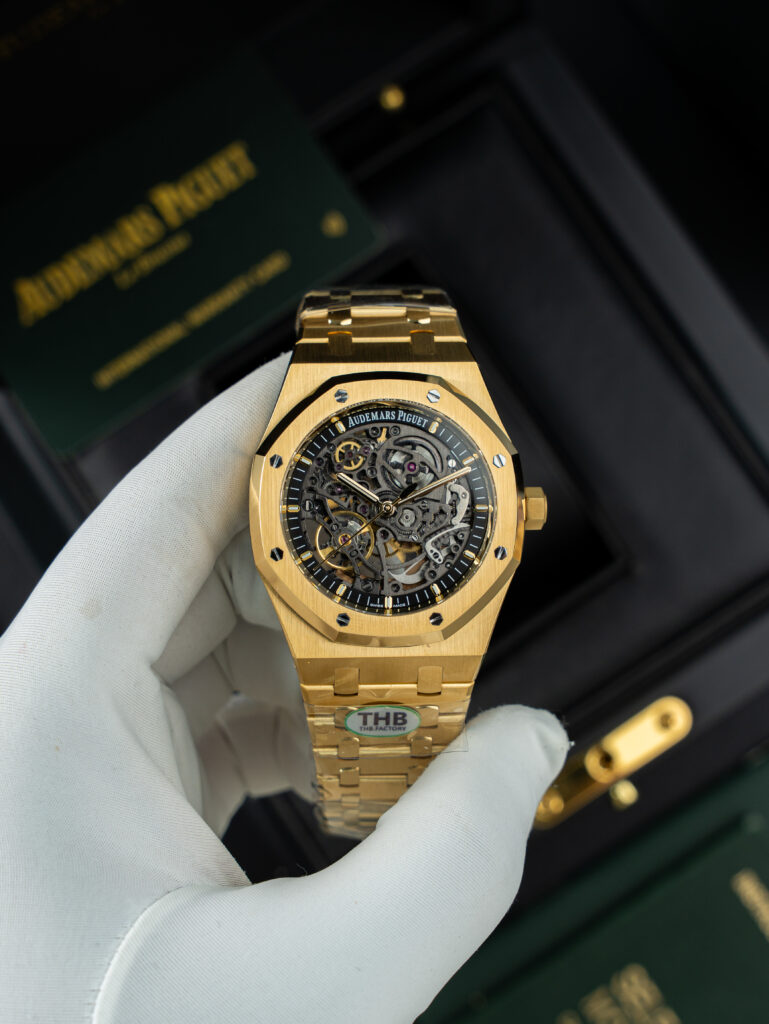 Đồng hồ Audemars Piguet Replica 11 Royal Oak Openworked 15407 mạ vàng mặt lộ cơ 41mm (2)