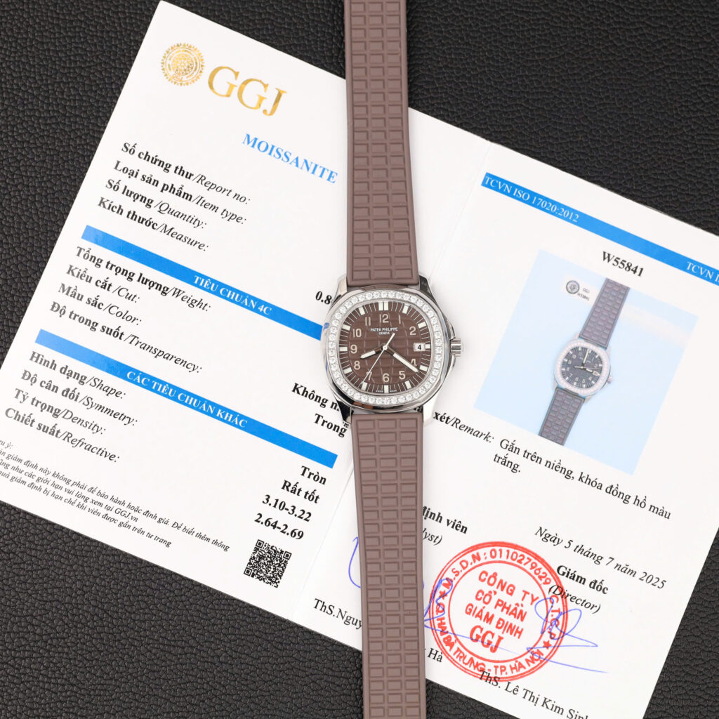 Đồng hồ Patek Philippe Aquanaut 5067 Rep 11 màu nâu viền đính kim cương moissanite 35 (2)