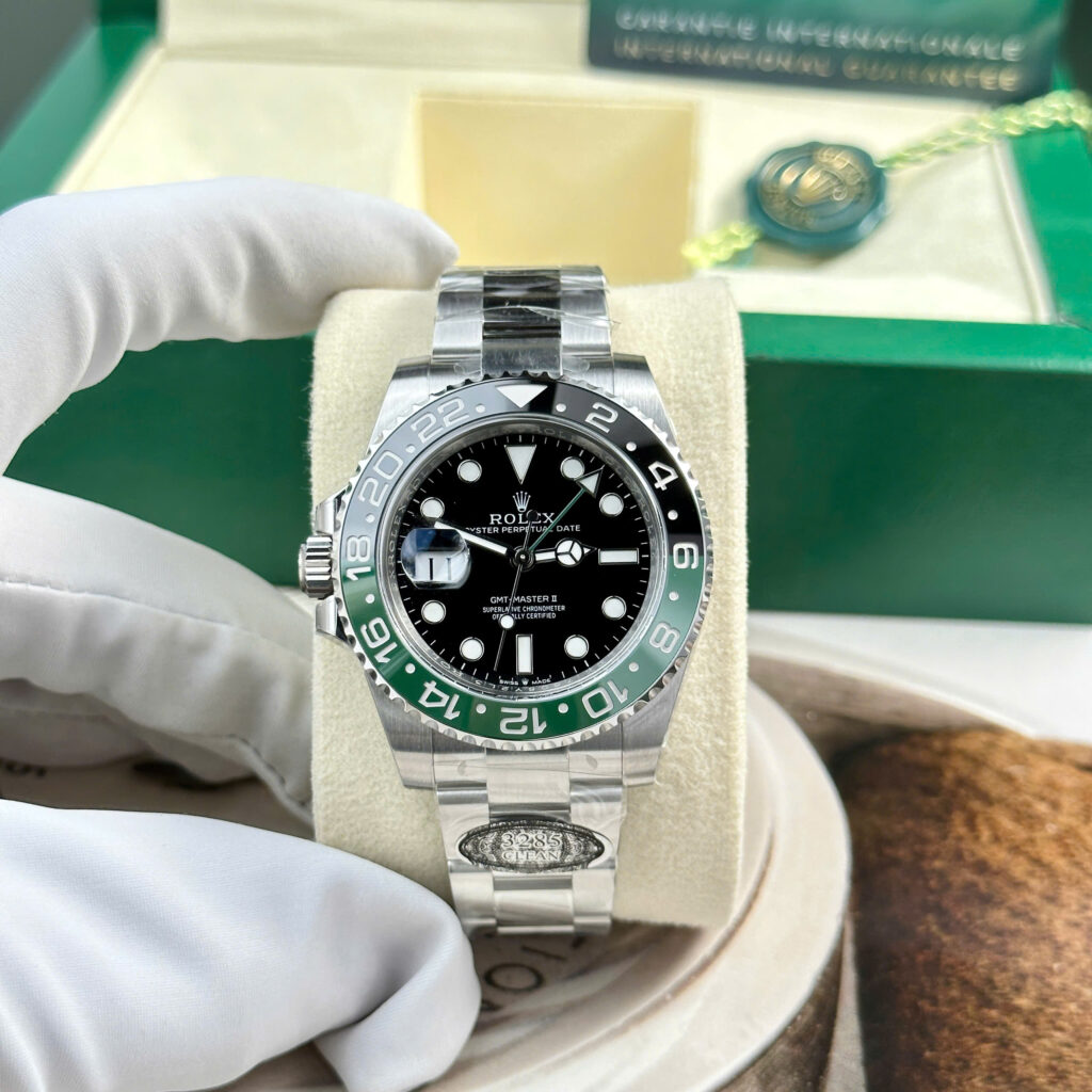 Đồng hồ Rolex GMT-Master II Sprite Replica 11 mặt đen dây đeo oyster xưởng Clean 40mm (2)
